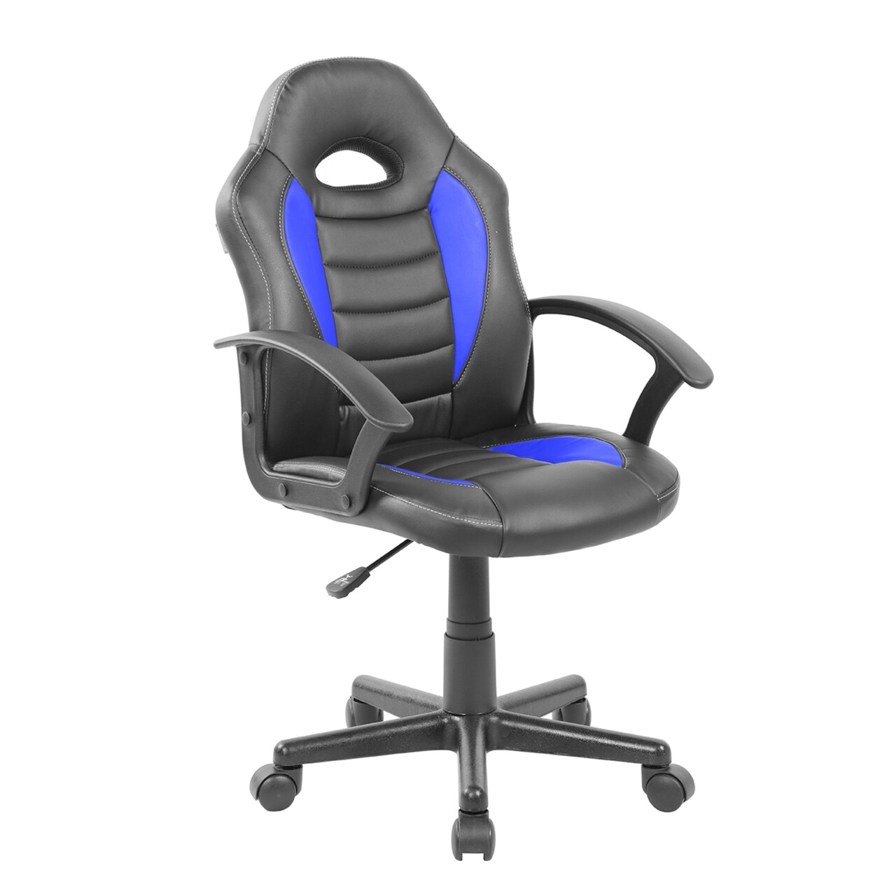Techni Office Solutions 35.25" Black and Blue Techni Mobili Kid's Gaming and Student Racer Chair with Wheels